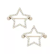 CZ Titanium Aurora Borealis-Effect Star Nipple Shields - 14 Gauge at Spencer's