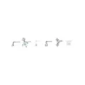 Multi-Pack CZ Silvertone and White Butterfly L-Bend Nose Rings 6 Pack - 20 Gauge at Spencer's