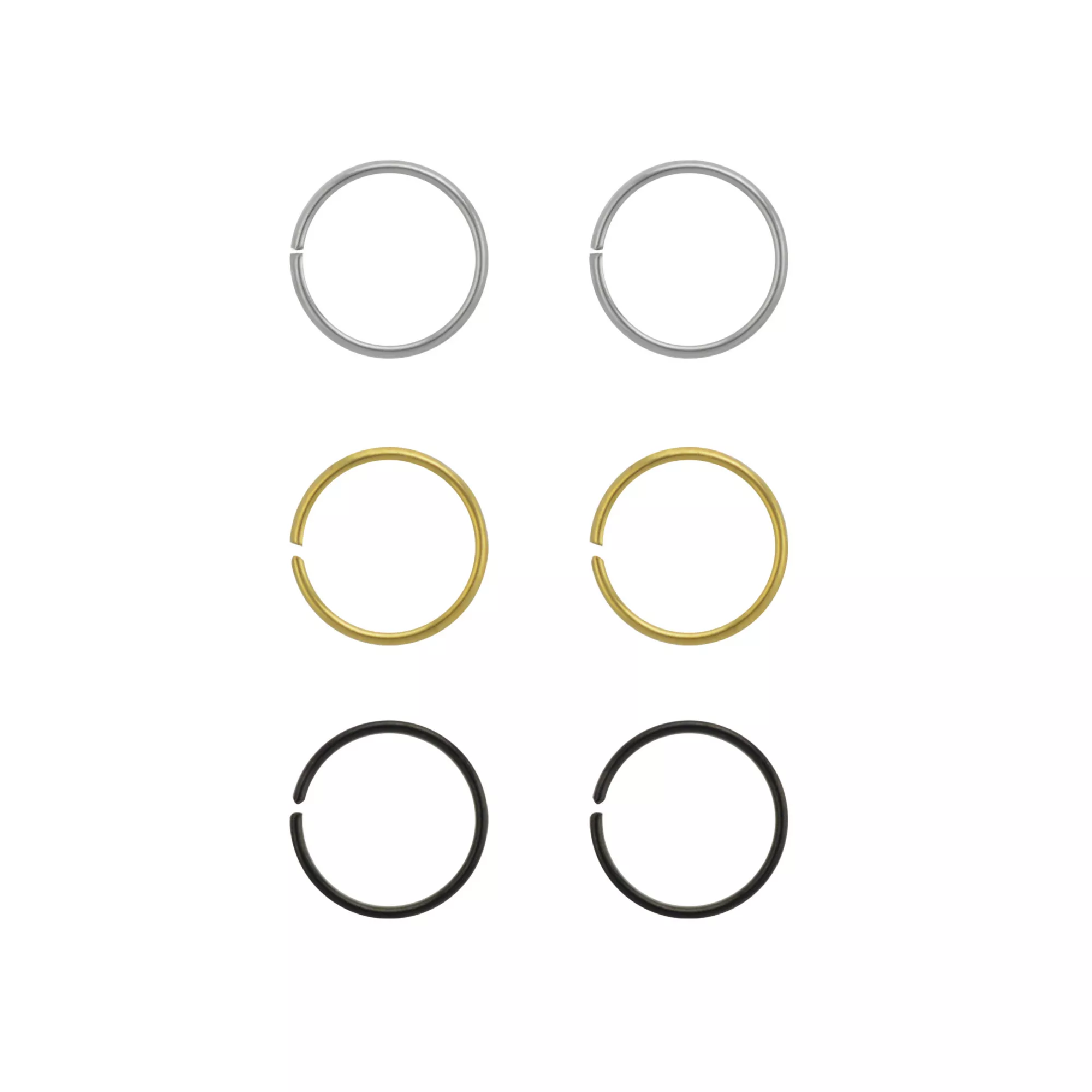 Multi-Pack ASTM F-136 Titanium Hoop Nose Rings - 6 Pack at Spencer's