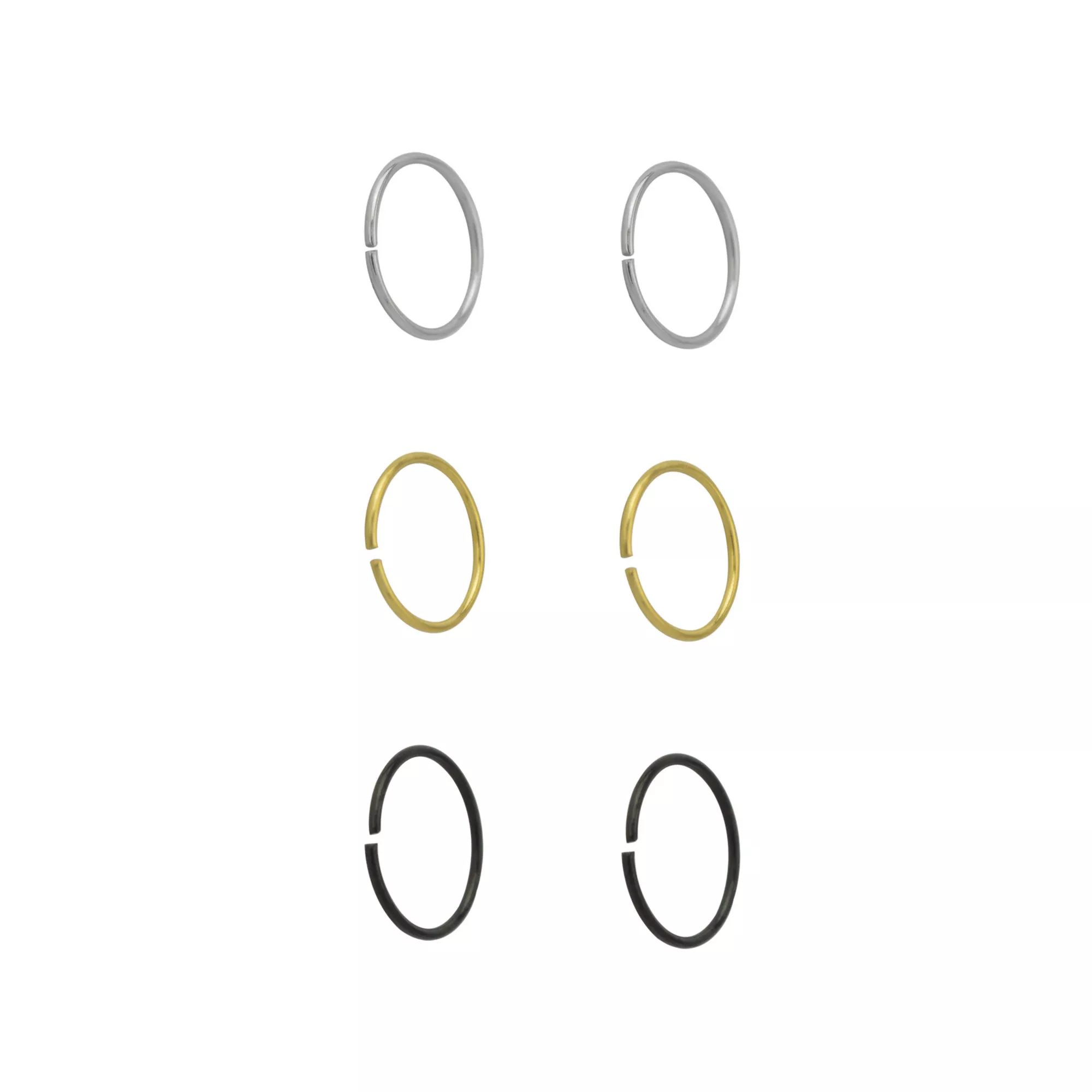 Multi-Pack ASTM F-136 Titanium Hoop Nose Rings - 6 Pack at Spencer's