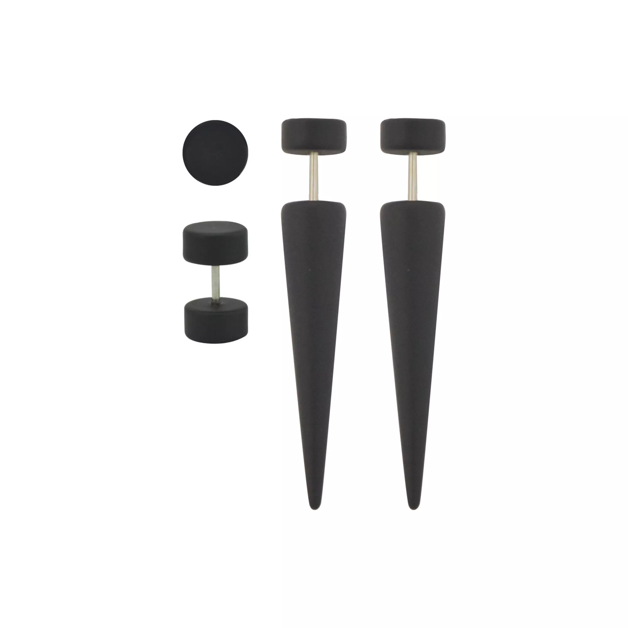 Multi-Pack Black Matte Fake Tapers and Plugs - 4 Pack
