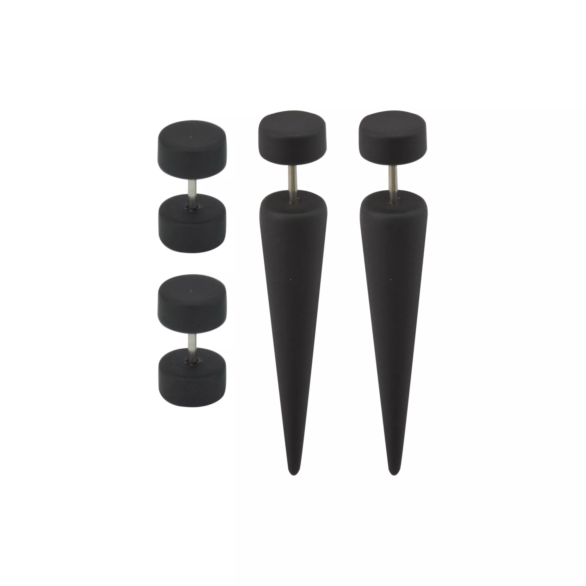 Multi-Pack Black Matte Fake Tapers and Plugs - 4 Pack