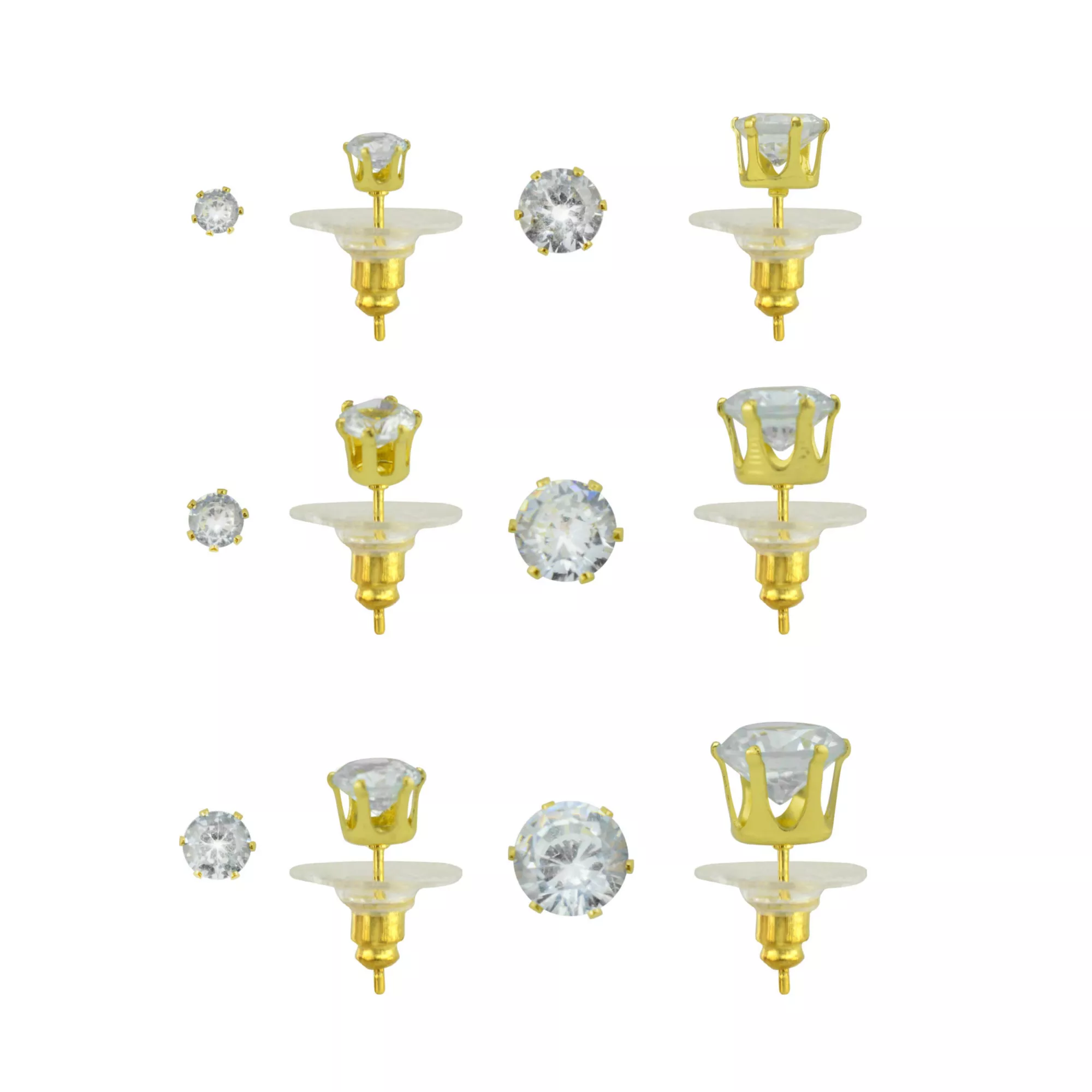 Multi-Pack CZ Goldtone Titanium Round Stud Earrings 6 Pack at Spencer's