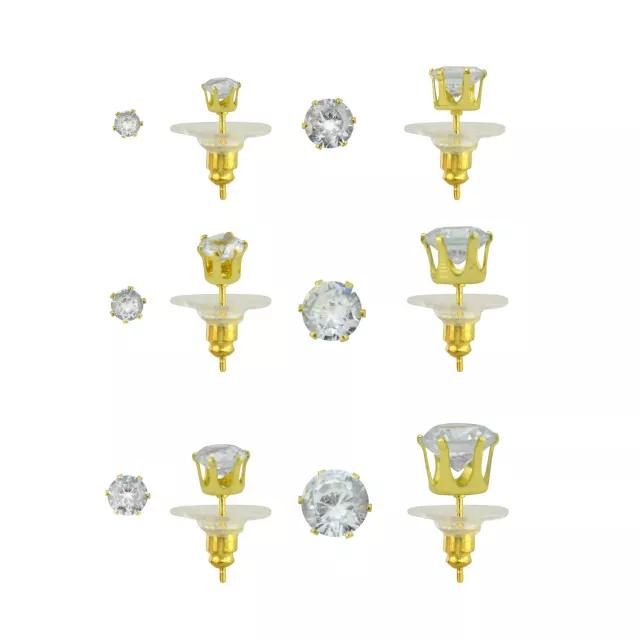 Multi-Pack CZ Goldtone Titanium Round Stud Earrings 6 Pack at Spencer's