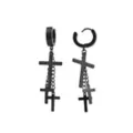 Black Triple Cross Titanium Dangle Huggie Hoop Earrings at Spencer's