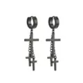 Black Triple Cross Titanium Dangle Huggie Hoop Earrings at Spencer's