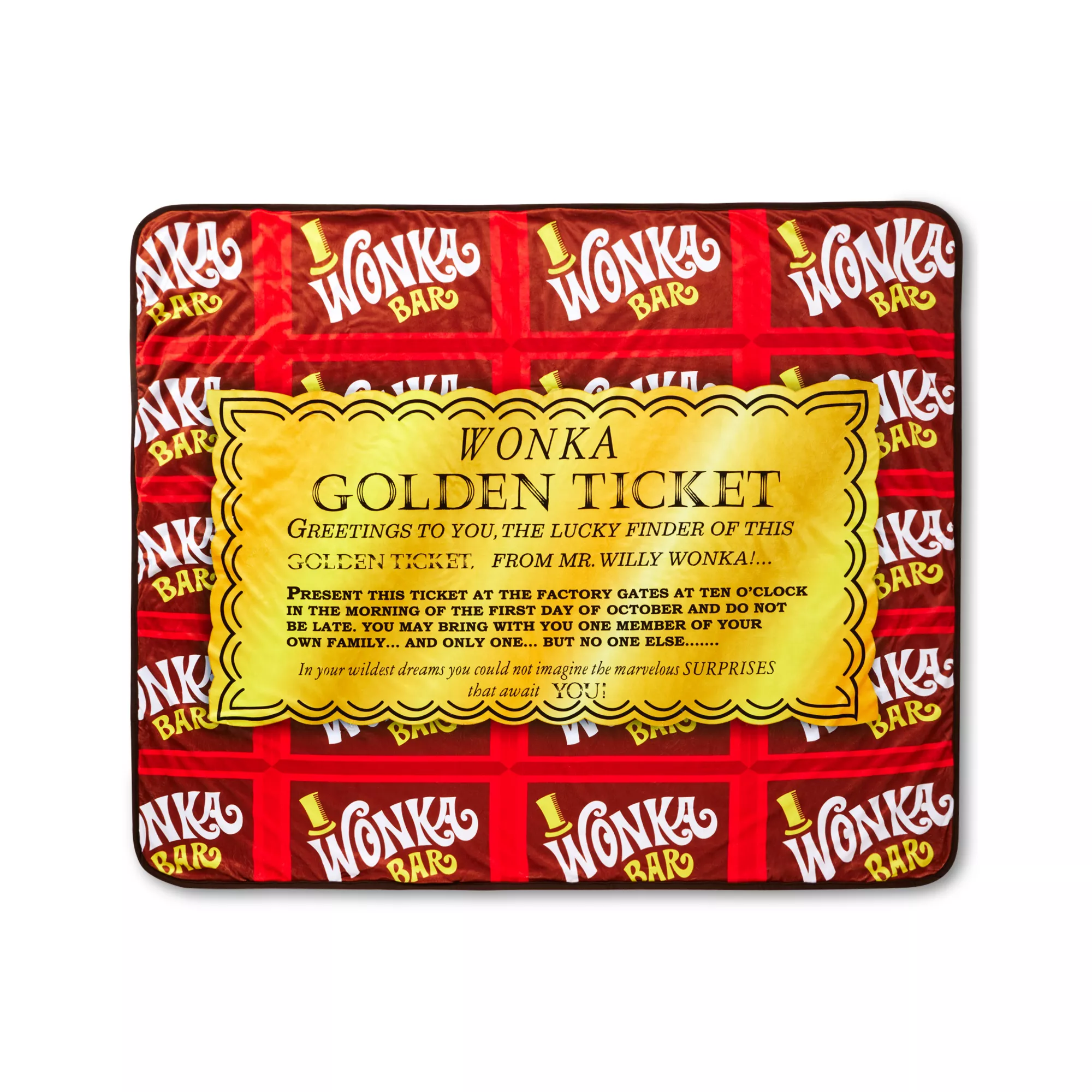 Wonka Golden Ticket Fleece Blanket - Willy Wonka and the Chocolate Factory at Spencer's