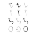 Multi-Pack Skull Pin Hoop and L-Bend Nose Rings 12 Pack - 20 Gauge at Spencer's