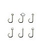 Multi-Pack CZ and Opal-Effect Flower Screw Nose Rings 6 Pack - 20 Gauge