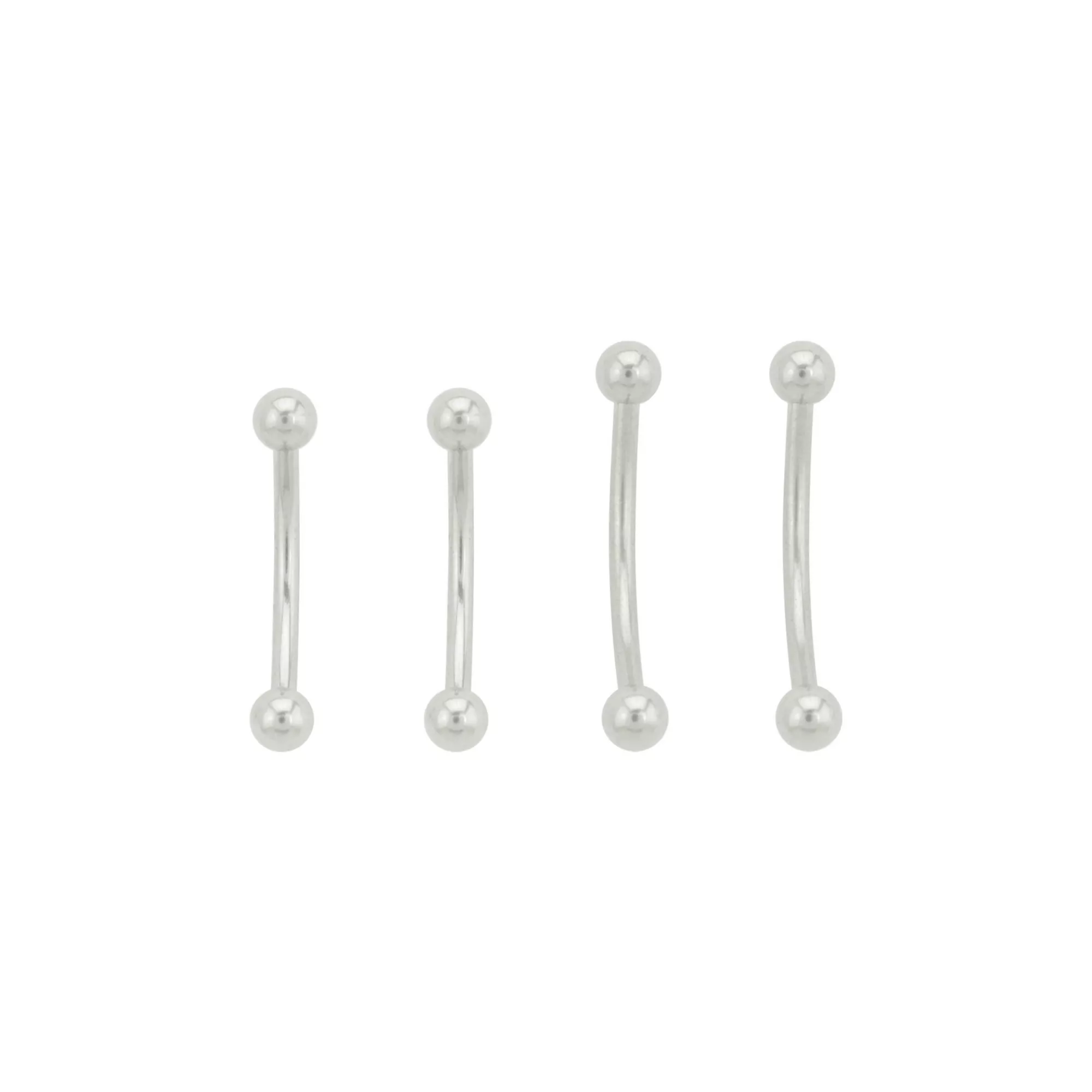 Multi-Pack Silvertone Curved Barbells 4 Pack - 16 Gauge at Spencer's