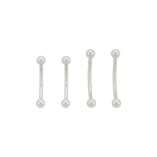 Multi-Pack Silvertone Curved Barbells 4 Pack - 16 Gauge at Spencer's