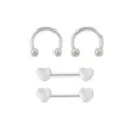 Multi-Pack Silvertone Heart Horseshoes and Barbell Nipple Rings - 14 Gauge at Spencer's