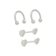 Multi-Pack Silvertone Heart Horseshoes and Barbell Nipple Rings - 14 Gauge at Spencer's