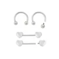 Multi-Pack Silvertone Heart Horseshoes and Barbell Nipple Rings - 14 Gauge at Spencer's