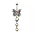 Multicolor CZ Butterfly Dangle Belly Ring - 14 Gauge at Spencer's