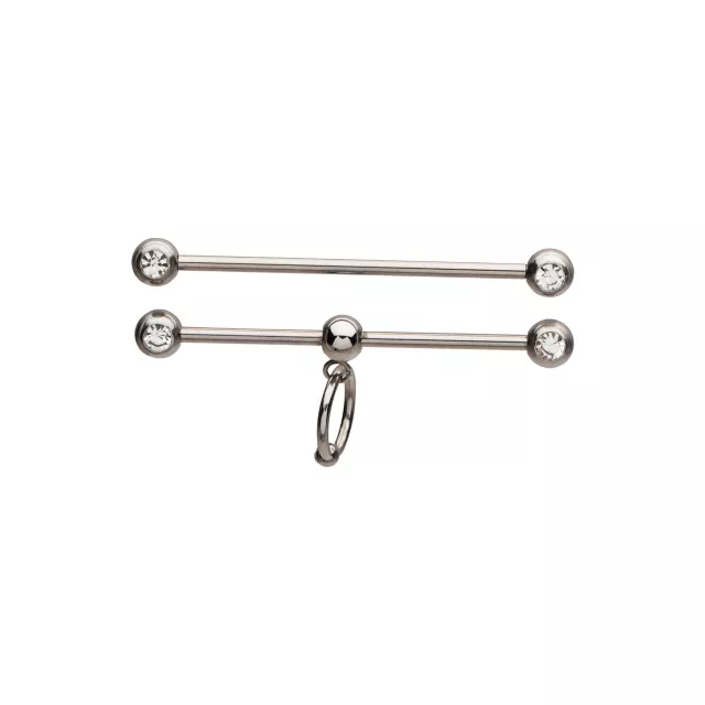 Multi-Pack CZ O-Ring Industrial Barbells 2 Pack - 14 Gauge at Spencer's