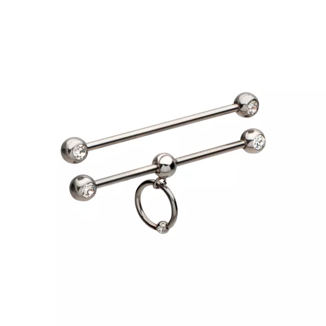 Multi-Pack CZ O-Ring Industrial Barbells 2 Pack - 14 Gauge at Spencer's