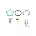 Multi-Pack Pastel Star and Heart Pin and Hoop Dangle Nose Rings 6 Pack - 20 Gauge at Spencer's