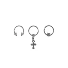 Multi-Pack Cross and Star Dangle Captive and Horseshoe Rings 3 Pack - 16 Gauge at Spencer's