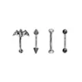 Multi-Pack Silver Bat and Spike Curved Barbells 4 Pack - 16 Gauge at Spencer's
