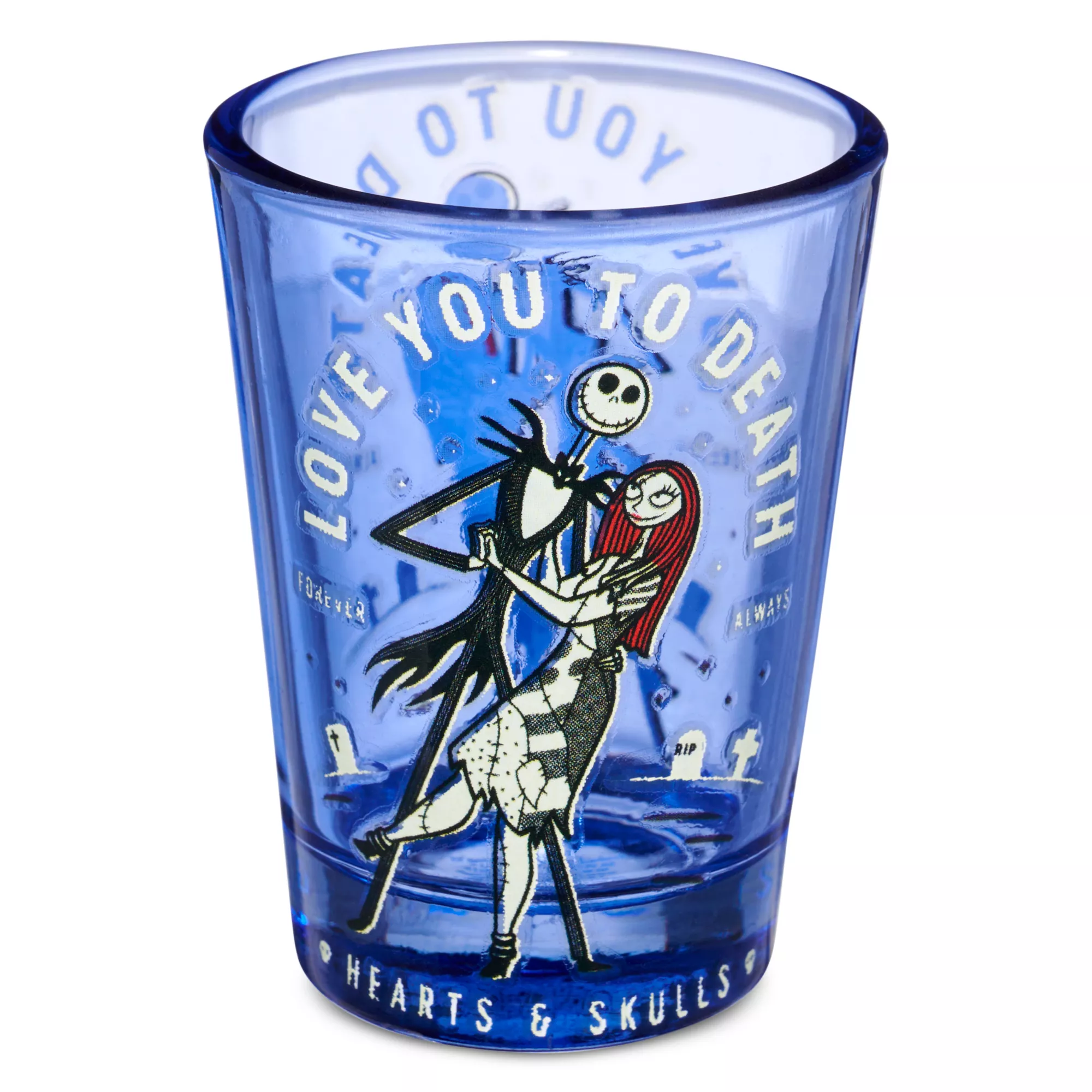 Jack Skellington and Sally Love You to Death Mini Glass 1.5 oz - The Nightmare Before Christmas at Spencer's