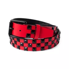 Black and Red Checkered Pyramid Studded Belt at Spencer's