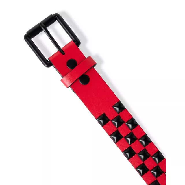 Black and Red Checkered Pyramid Studded Belt at Spencer's