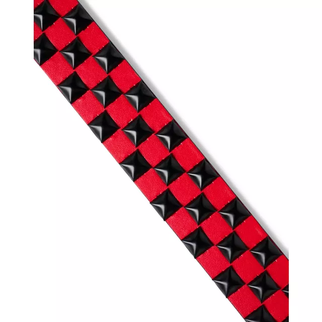 Black and Red Checkered Pyramid Studded Belt at Spencer's