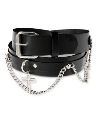 Bke Double Cross Leather Belt - Black 36, Men's