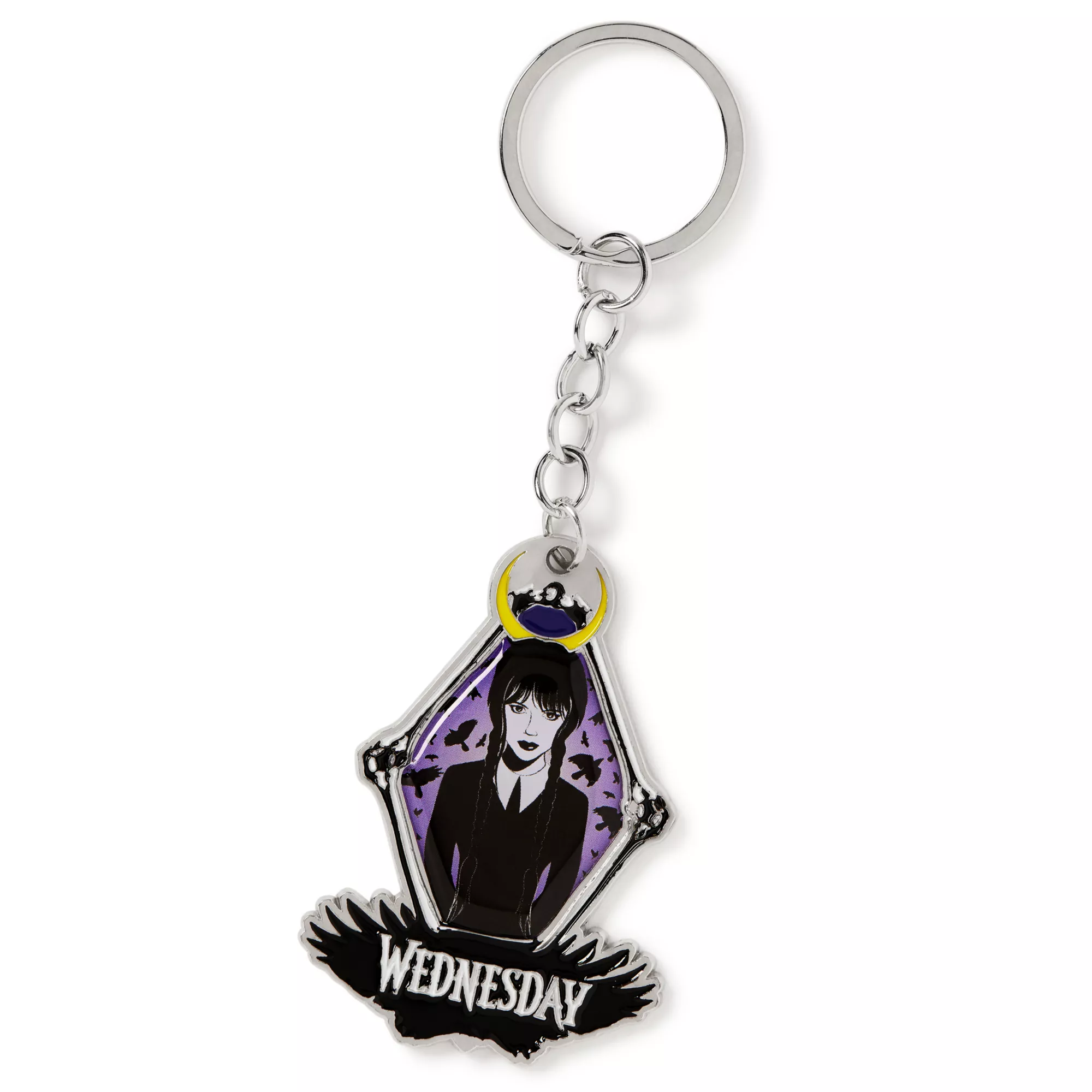 Silver and Purple Wednesday Keychain - Wednesday at Spencer's