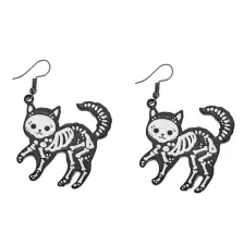 Skeleton Cat Dangle Earrings at Spencer's