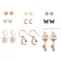 Multi-Pack Moon and Butterfly Earrings - 9 Pair at Spencer's