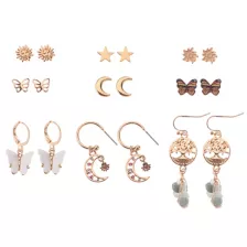 Multi-Pack Moon and Butterfly Earrings - 9 Pair at Spencer's