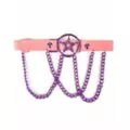 Pentagram Chain Pink Choker Necklace at Spencer's