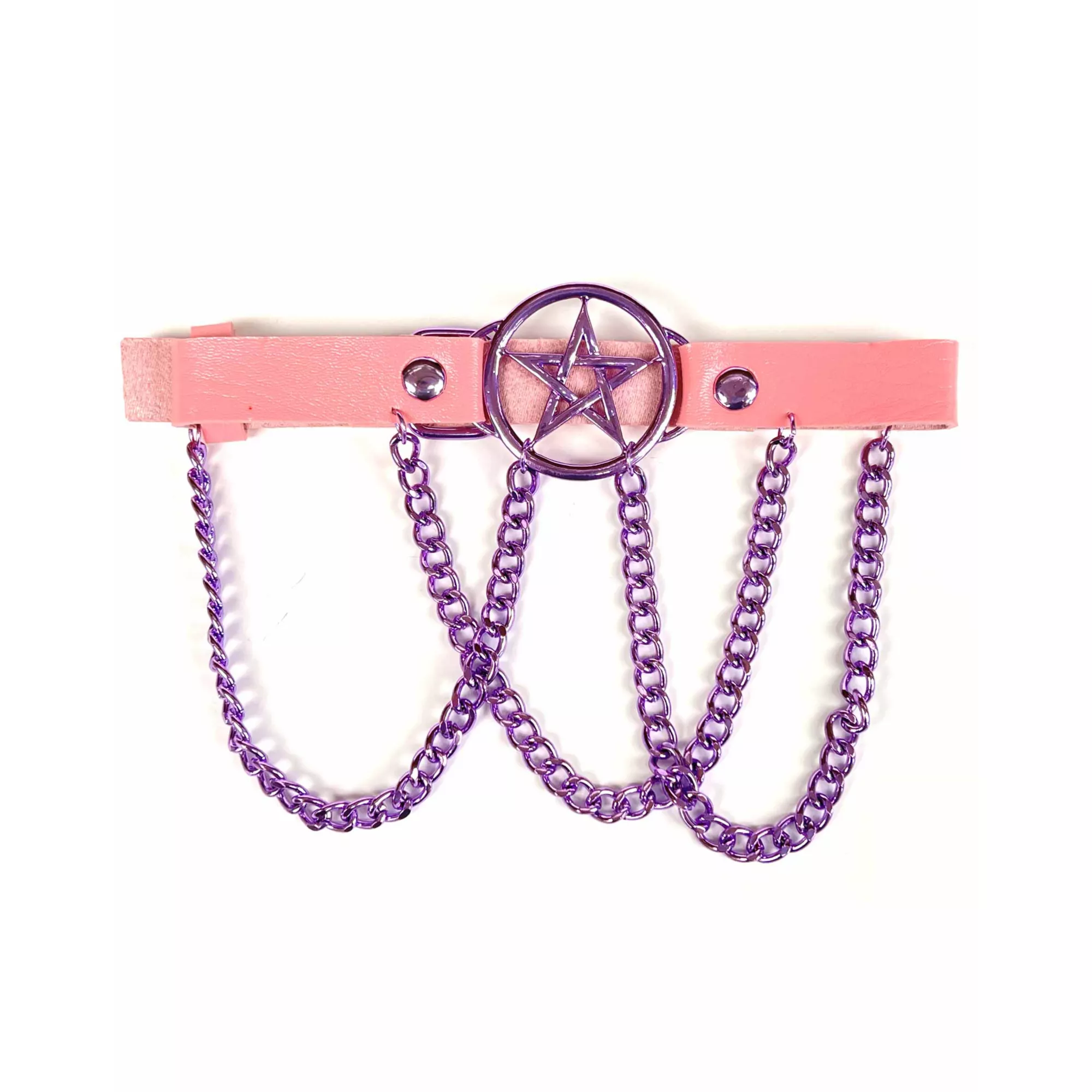 Pentagram Chain Pink Choker Necklace at Spencer's
