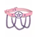 Pentagram Chain Pink Choker Necklace at Spencer's