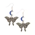 Silver and Blue Lunar Moth Dangle Earrings at Spencer's