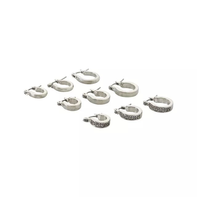 Multi-Pack Silver Huggie Hoops - 9 Pack at Spencer's
