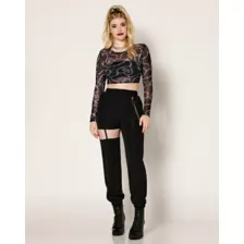 Fuck Off Barbed Wire Mesh Crop Top at Spencer's