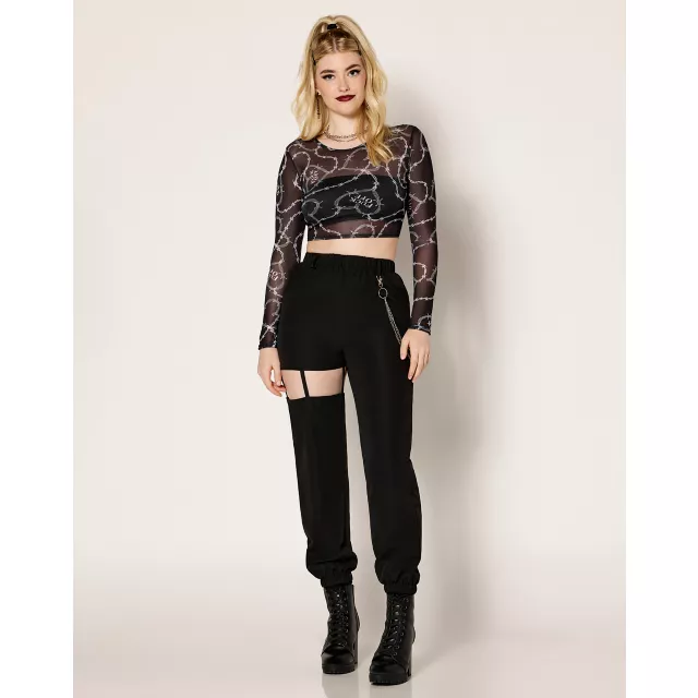 Fuck Off Barbed Wire Mesh Crop Top at Spencer's