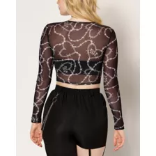Fuck Off Barbed Wire Mesh Crop Top at Spencer's