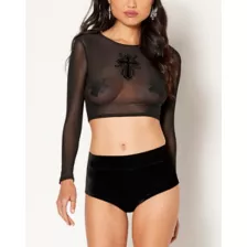 Cross Mesh Crop Top at Spencer's