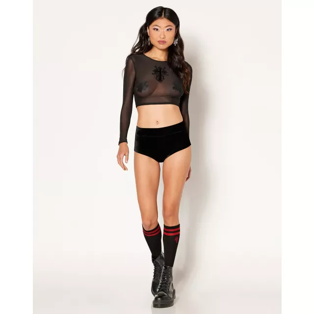 Cross Mesh Crop Top at Spencer's