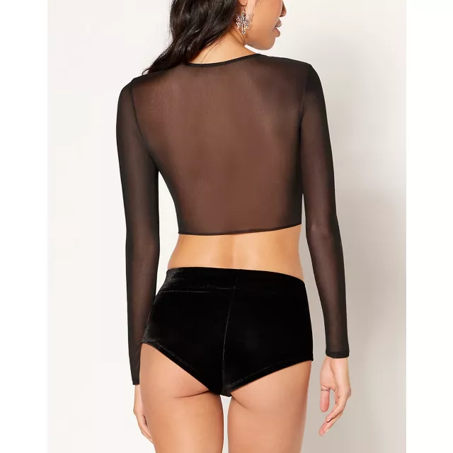 Cross Mesh Crop Top at Spencer's