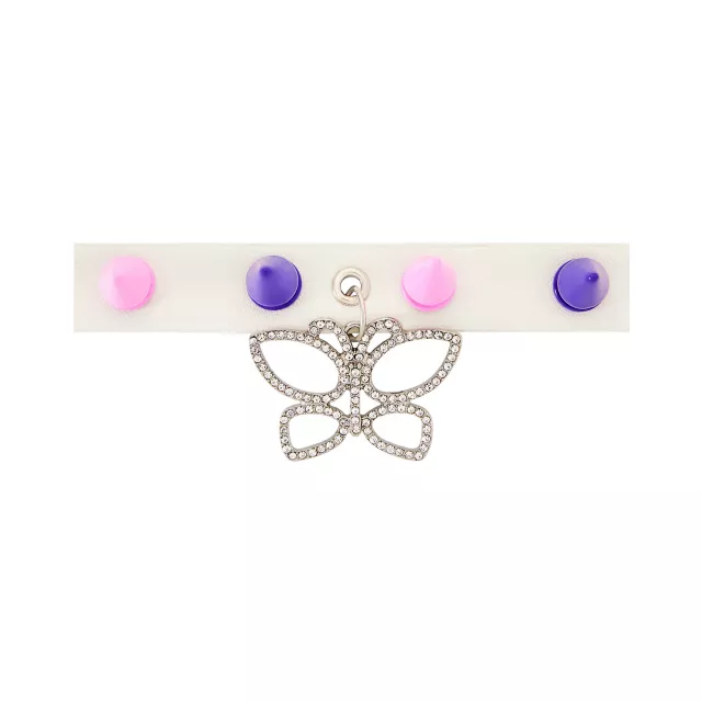 Pink and Purple Spike Butterfly Choker Necklace at Spencer's