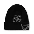 Rose and Chain Knit Hat at Spencer's
