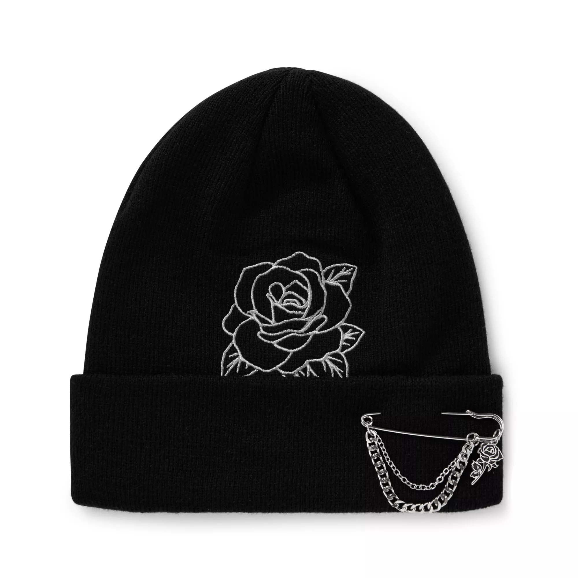 Rose and Chain Knit Hat at Spencer's