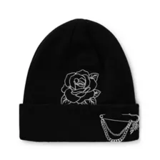 Rose and Chain Knit Hat at Spencer's