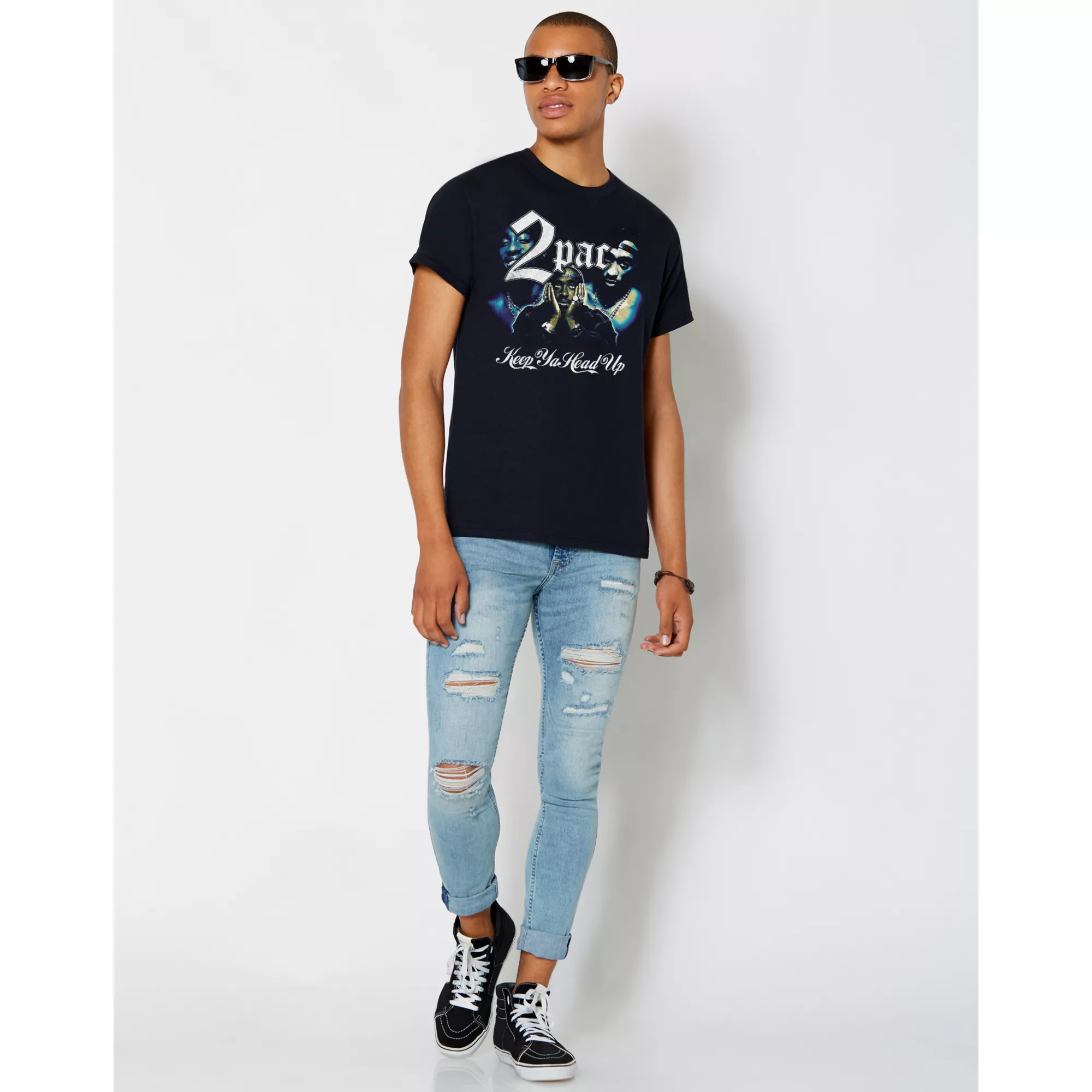 Black Tupac Keep Ya Head Up T Shirt at Spencer's
