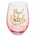 Pink Ombre Bad Bitch Stemless Wine Glass at Spencer's